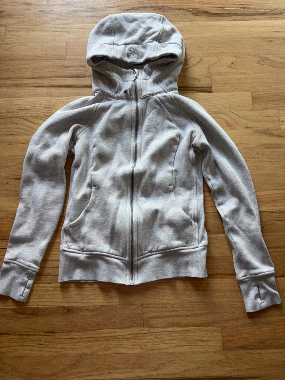 lululemon Light Gray Full-Zip Scuba Hooded Jacket